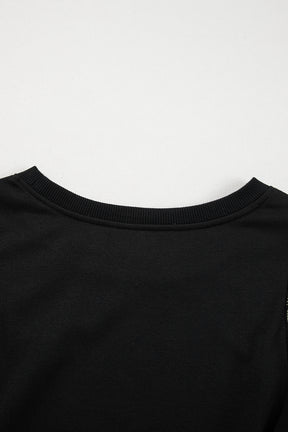 Black Half Puff Sleeve Round Neck Casual Blouse-True and Wild