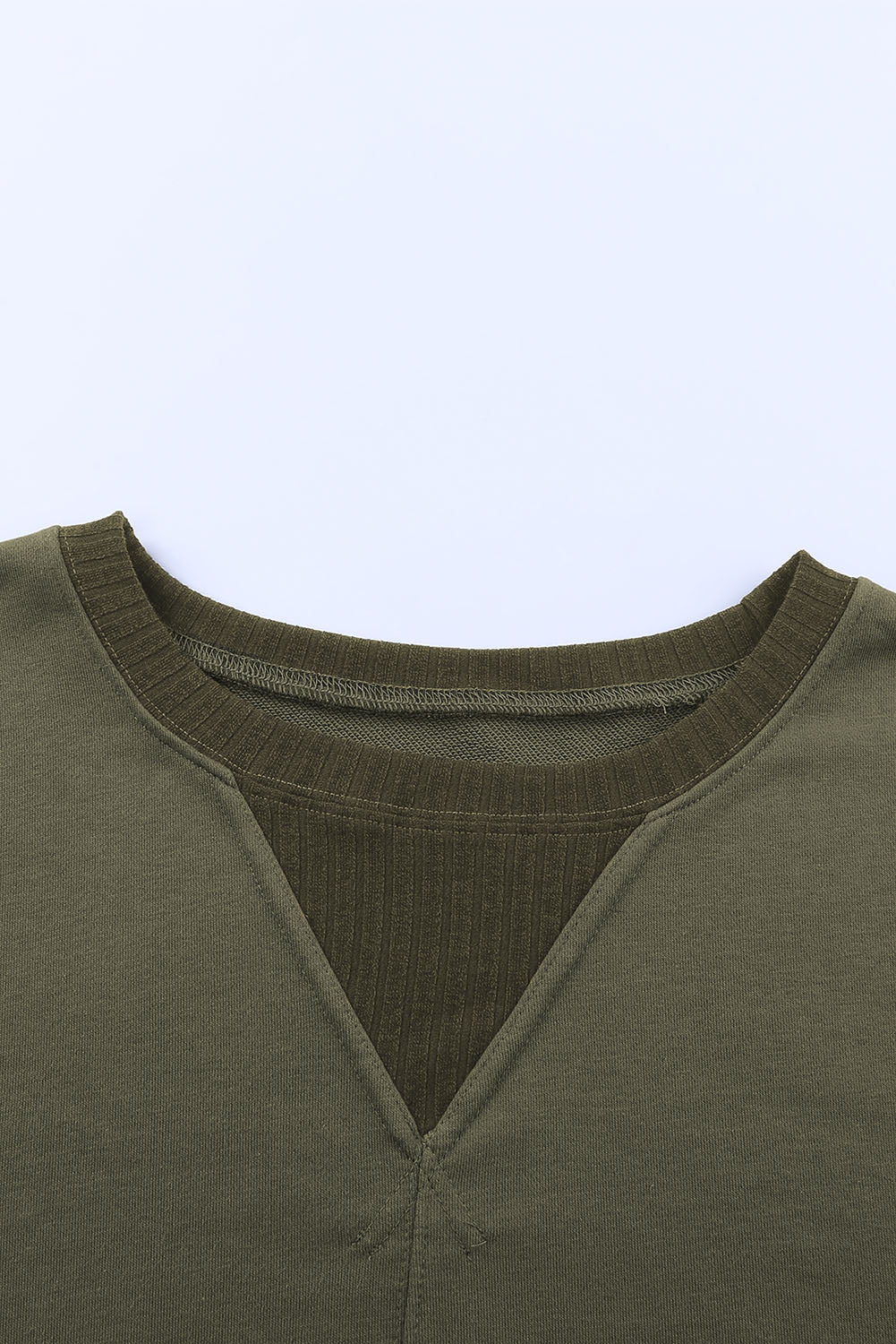 Green Casual Drop Shoulder Cropped Sweatshirt-True and Wild