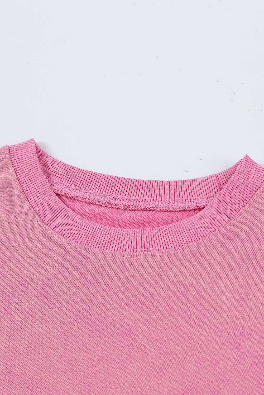 Pink Plain Drop Shoulder Ribbed Trim Oversized Sweatshirt-True and Wild