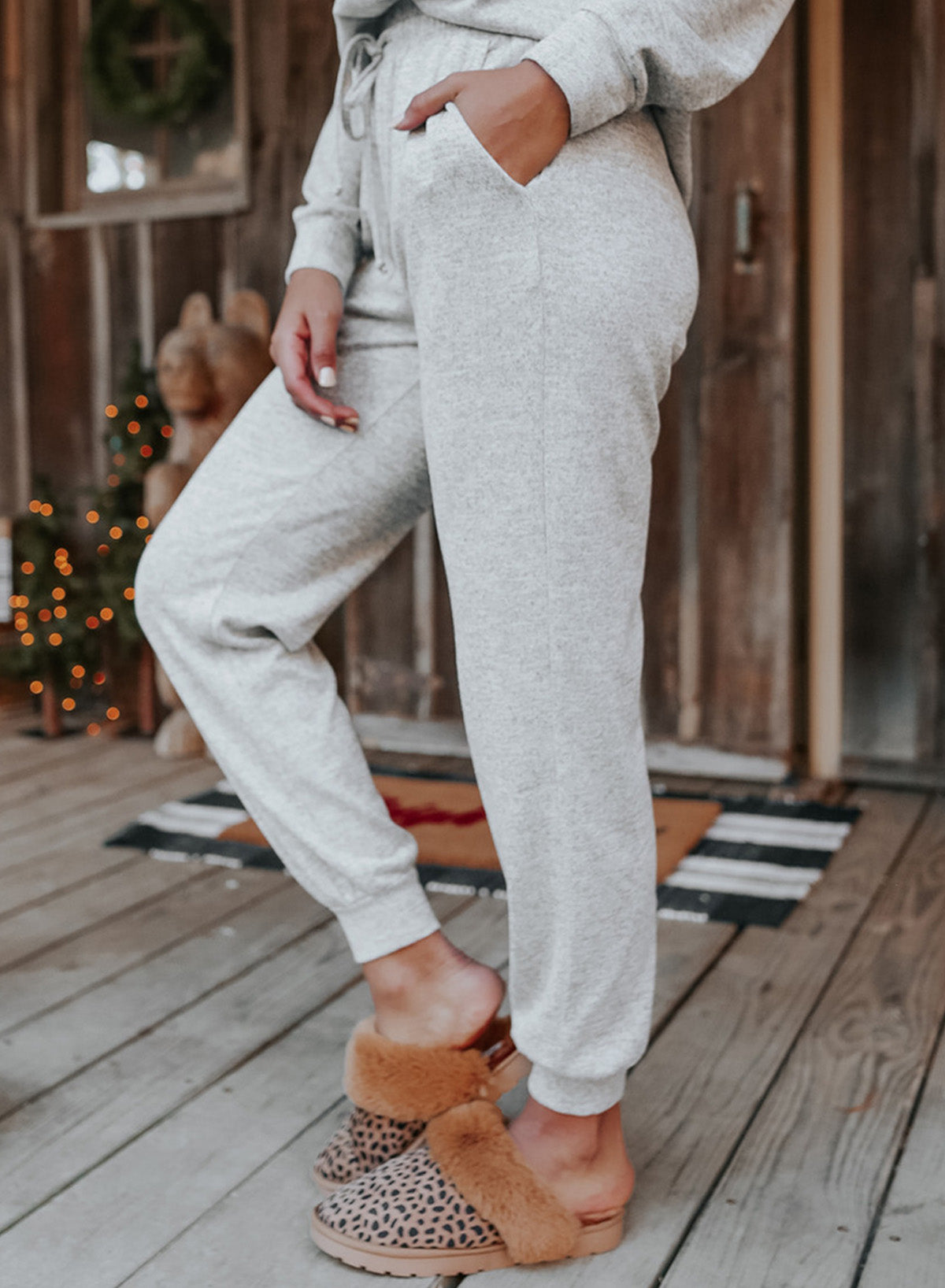 Red Casual Long Sleeve Pullover & Joggers Pajamas Set-True and Wild