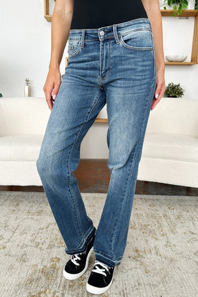 Judy Blue Full Size Mid Rise Release Hem Jeans-True and Wild