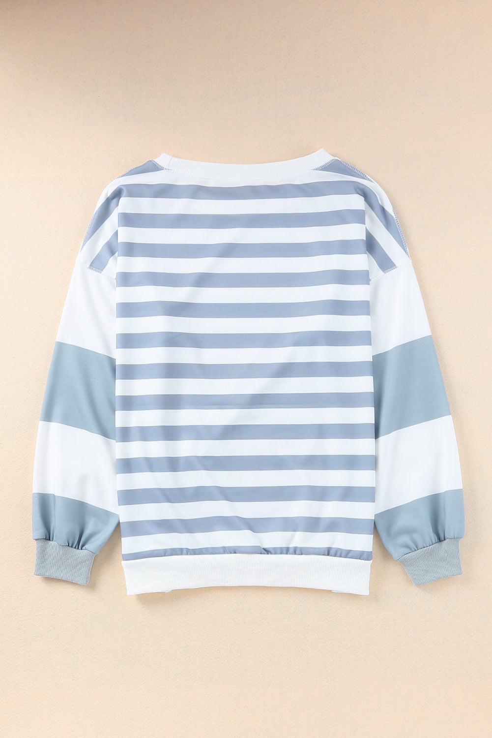 Blue Casual Striped Drop Shoulder Pullover Sweatshirt-True and Wild