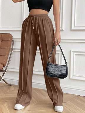 Drawstring Elastic Waist Pants with Pockets-True and Wild