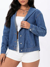 Button Up Hooded Denim Top-True and Wild