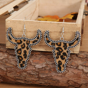 Alloy Animal Print Cow Head Earrings-True and Wild