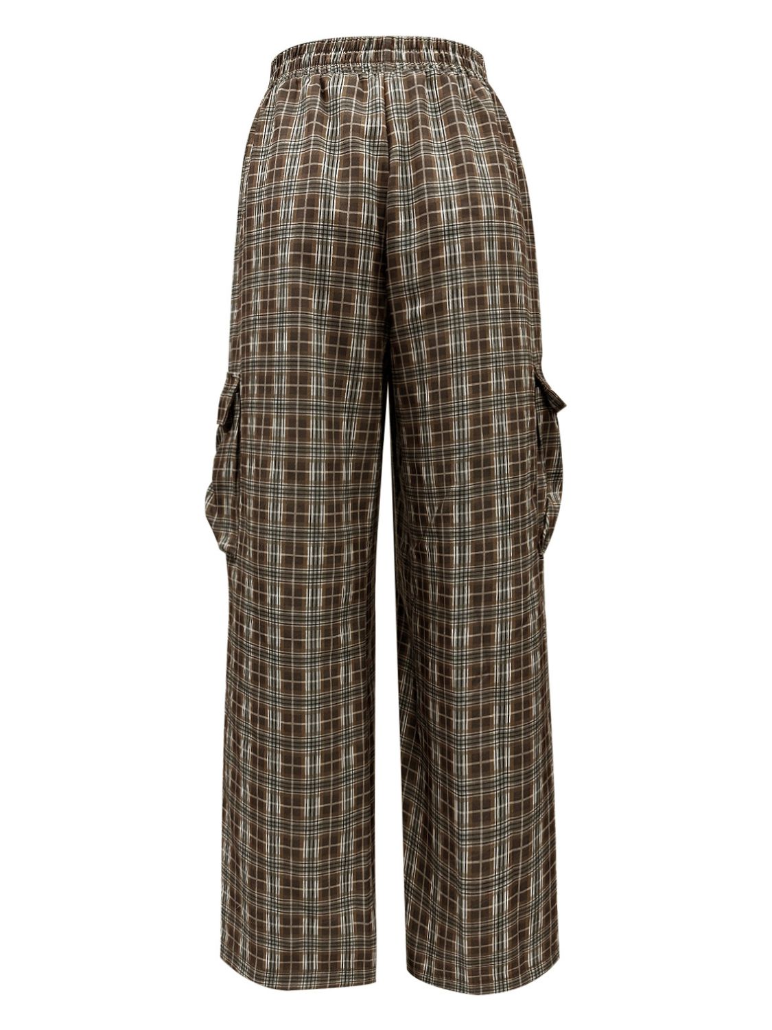 Plaid Wide Leg Pants With Pockets