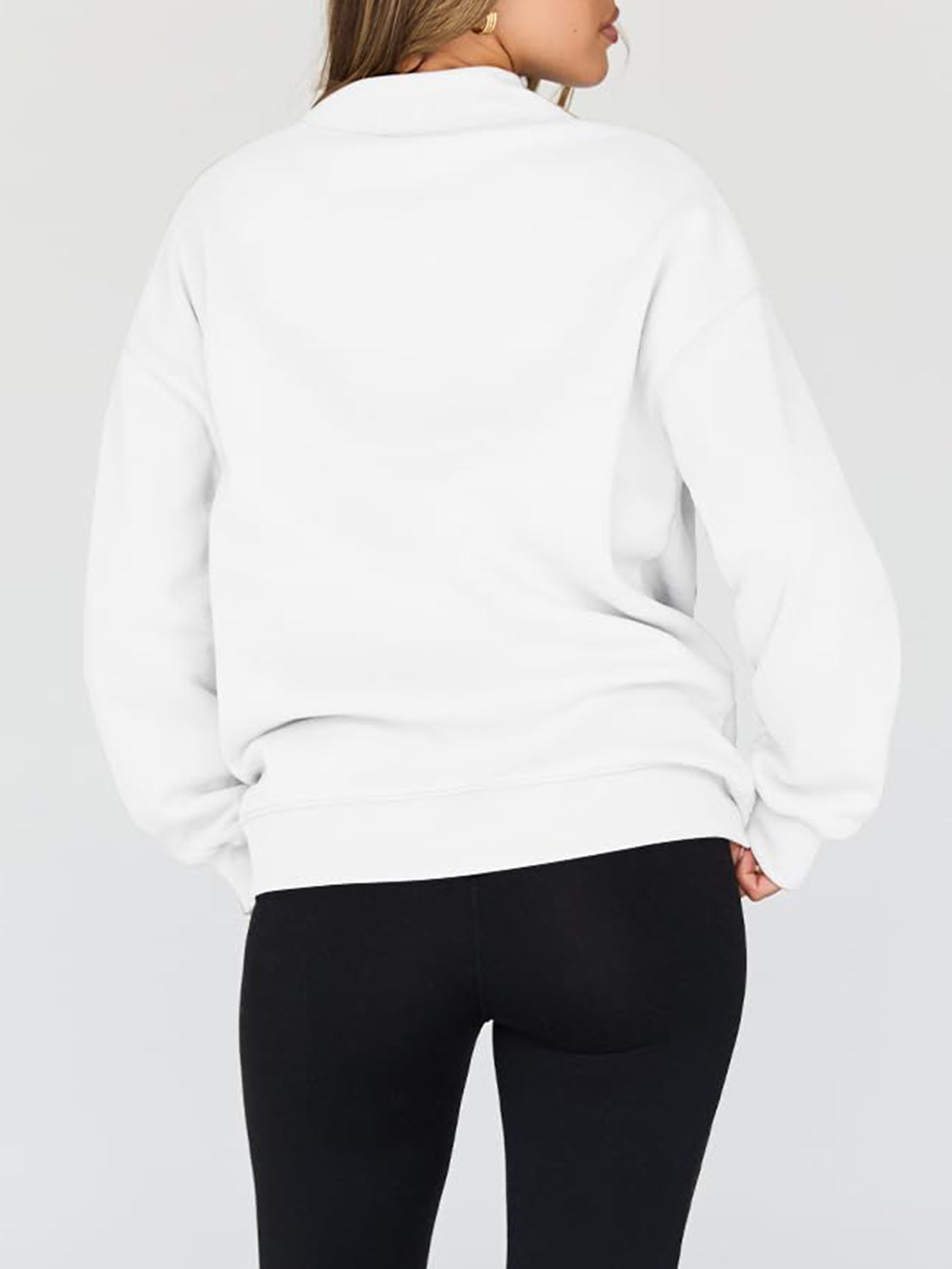 Mock Neck Drop Shoulder Long Sleeve Sweatshirt