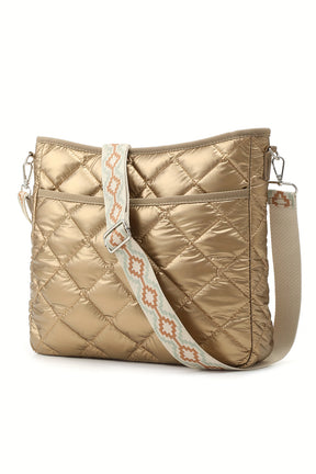 Gold Quilted Large Capacity Shoulder Bag-True and Wild