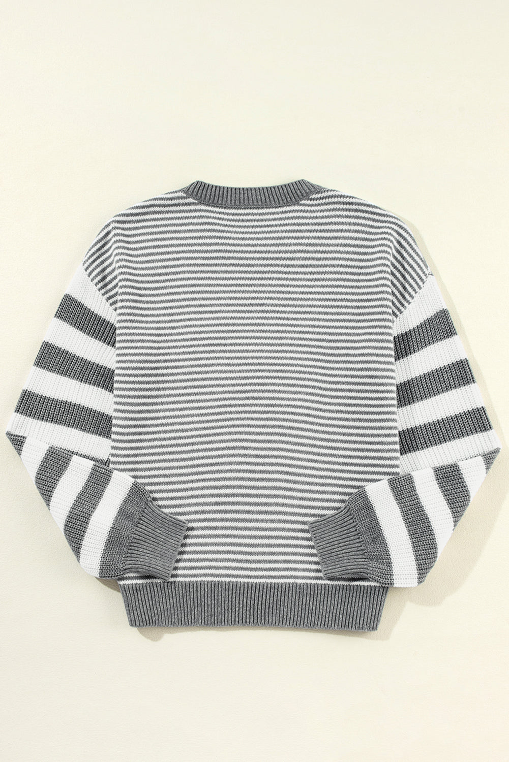 Red Stripe Twisted Knitted Drop Shoulder Sweater-True and Wild