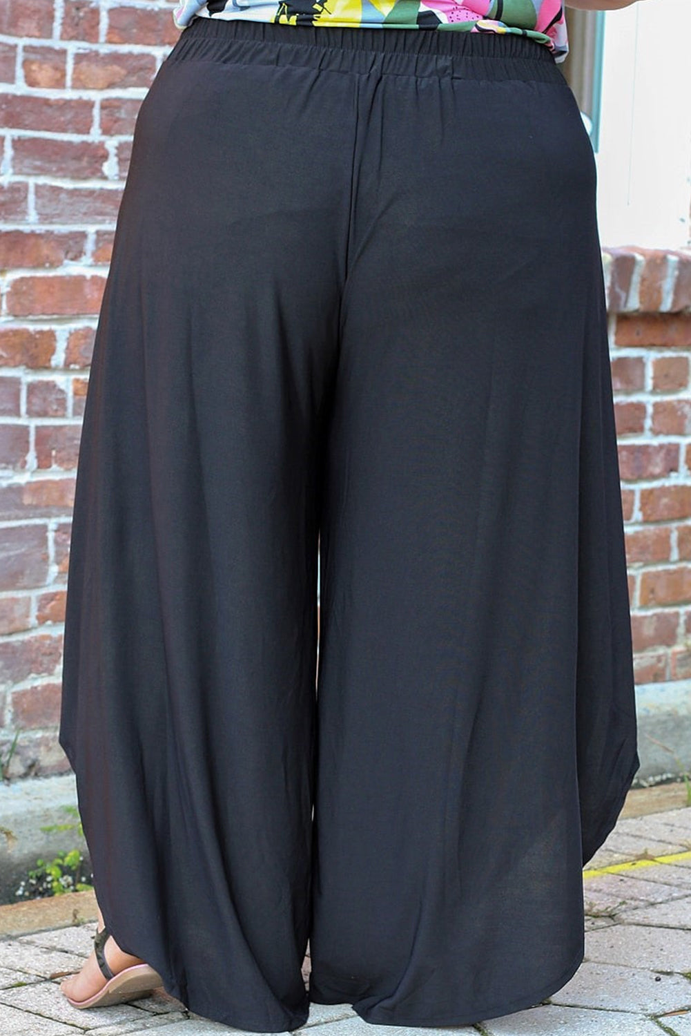 Plus Size Tie Front Wide Leg Pants-True and Wild