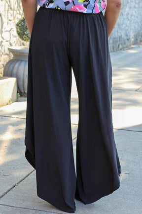 Plus Size Tie Front Wide Leg Pants-True and Wild