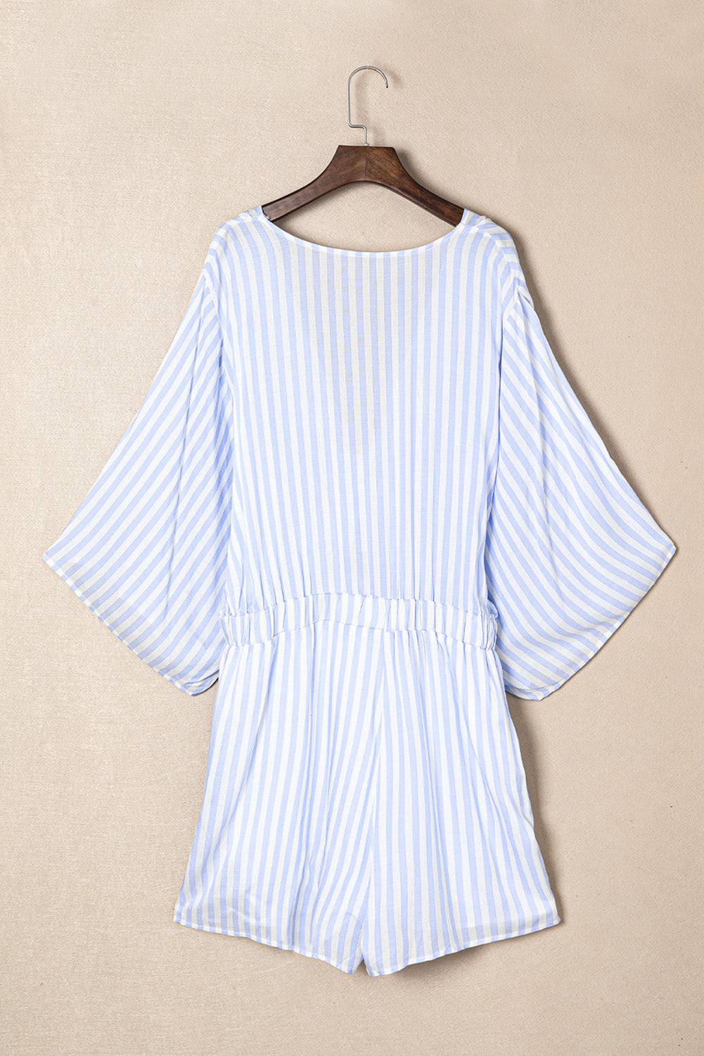 Bow Striped Kimono Sleeve Romper-True and Wild