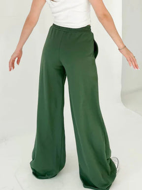 Elastic Waist Wide Leg Pants