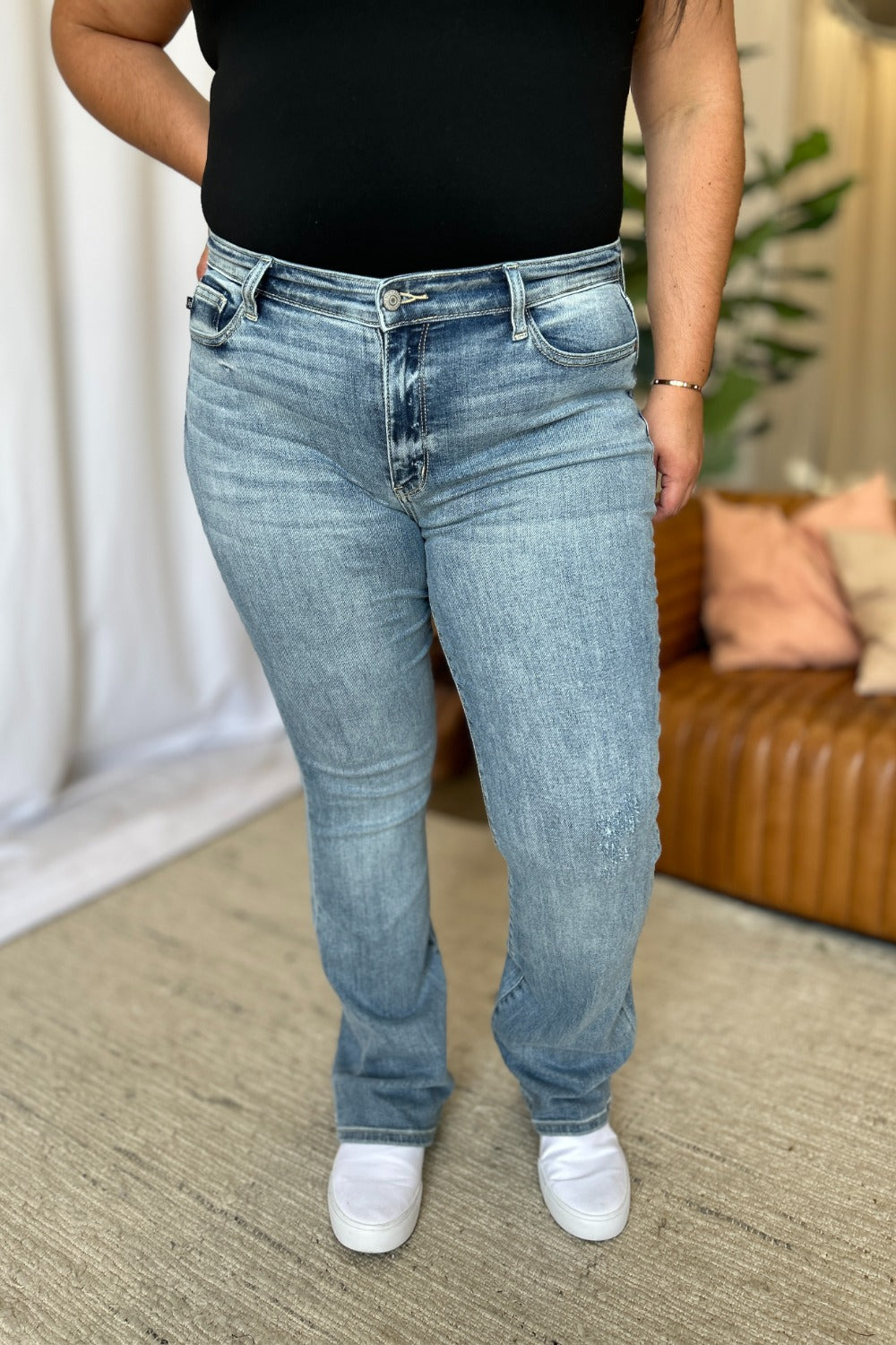 Judy Blue Full Size Medium Rise Bootcut Jeans-True and Wild