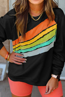 White Rainbow Colorblock Plus Size Sweatshirt