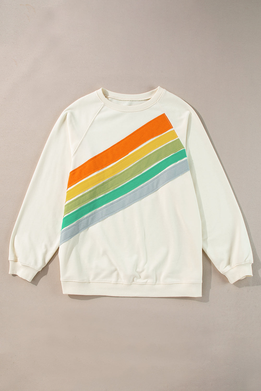 White Rainbow Colorblock Plus Size Sweatshirt