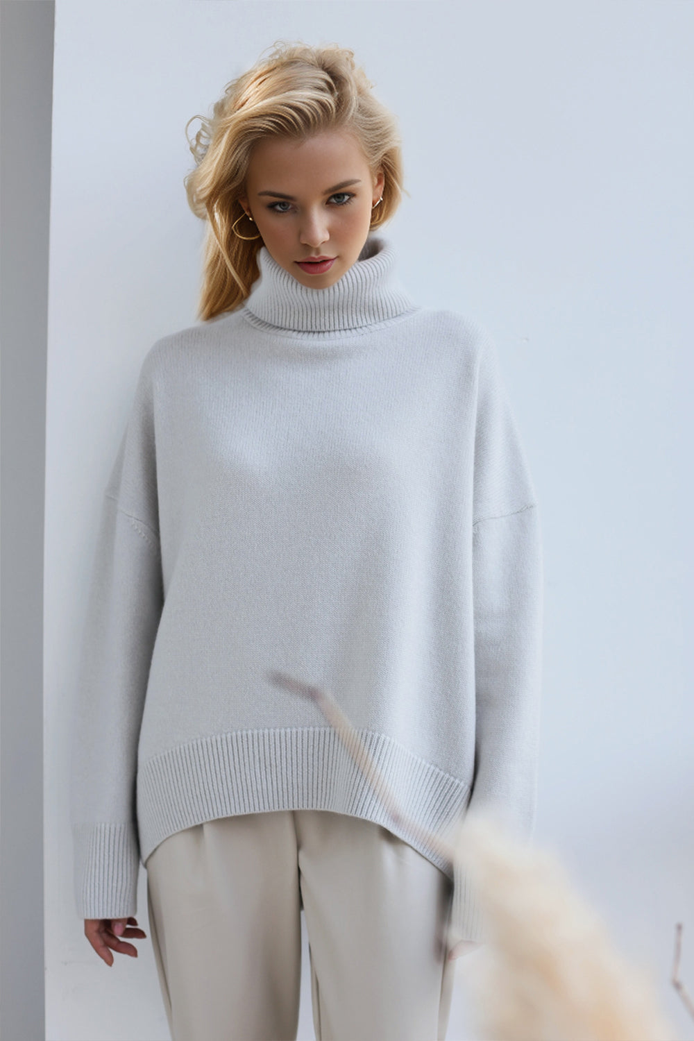 Basic Bae Turtleneck Dropped Shoulder Long Sleeve Sweater-True and Wild