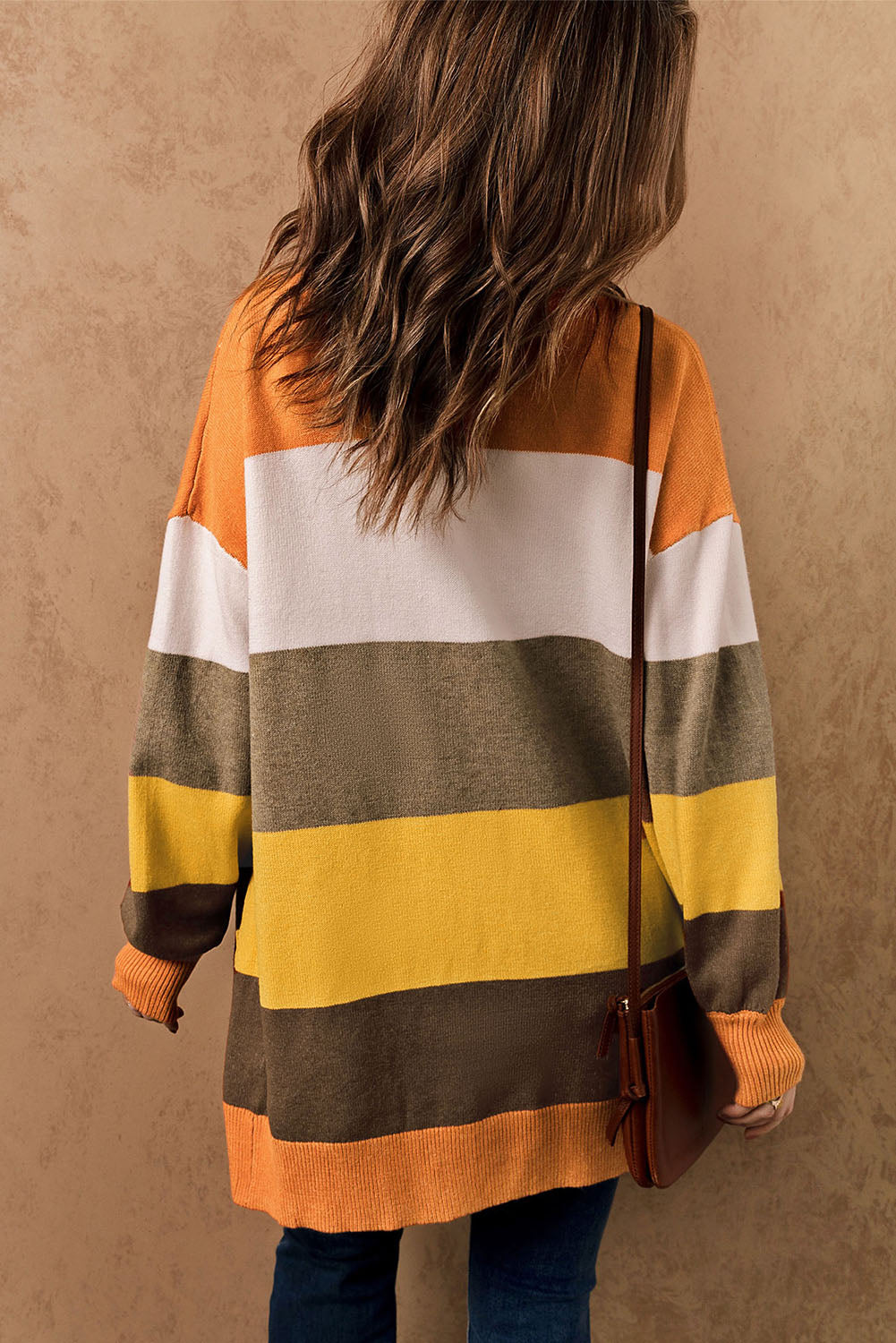 Open Front Color Block Cardigan-True and Wild