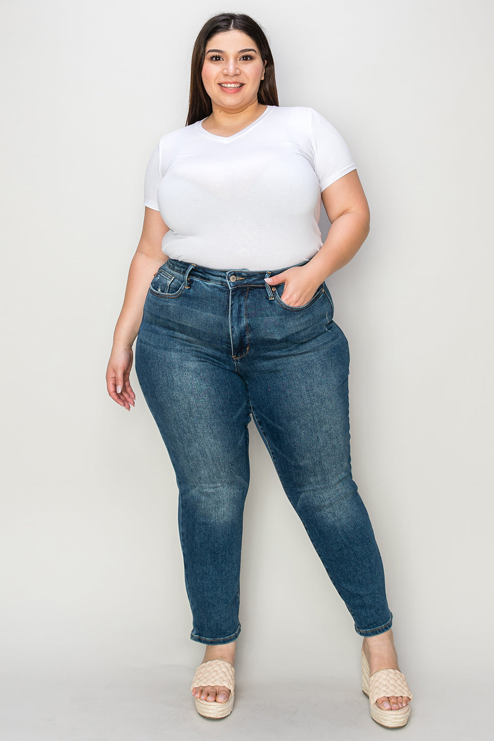 Judy Blue Full Size Tummy Control High Waist Slim Jeans-True and Wild