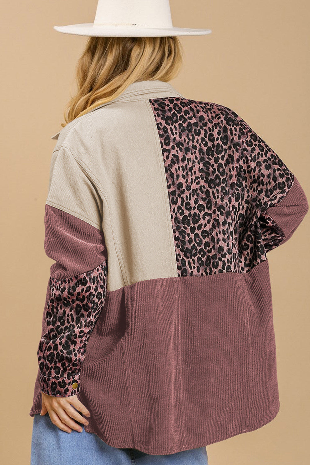 High-Low Leopard Snap Down Shacket-True and Wild