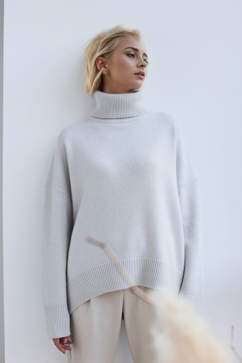 Basic Bae Turtleneck Dropped Shoulder Long Sleeve Sweater-True and Wild