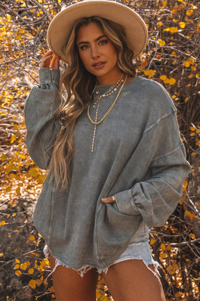 Gray Twist Butterfly Oversized Sweatshirt-True and Wild