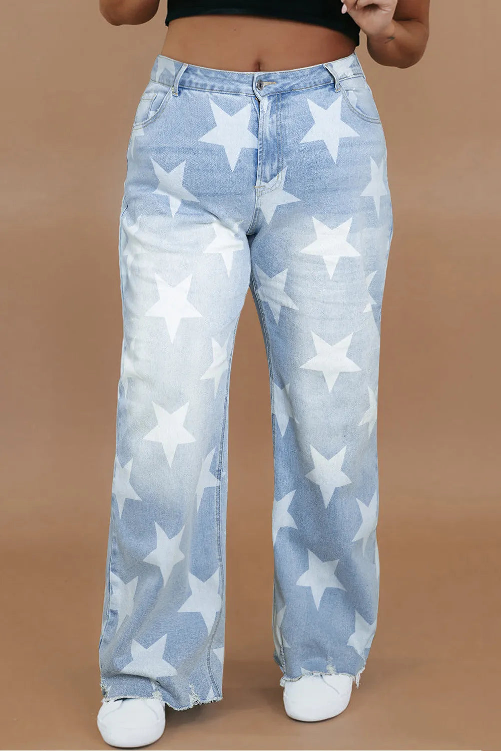 Plus Size Star Straight Leg Jeans with Pockets-True and Wild