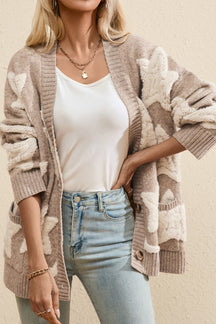 Sherpa Star V-Neck Cardigan With Pockets