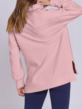 ฺHigh-Low Quarter Zip Long Sleeve Sweatshirt