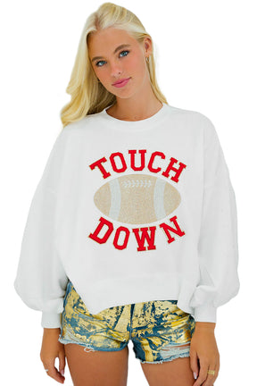 Black TOUCH DOWN Rugby Graphic Pullover Sweatshirt-True and Wild