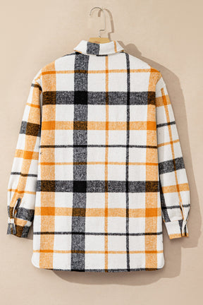 Plaid Snap Down Collared Neck Shacket-True and Wild