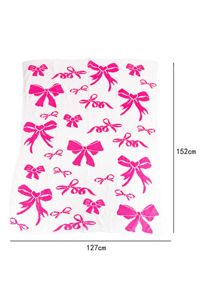 Pink 127*152cm Bow Printed Cozy Soft Throw Blanket-True and Wild