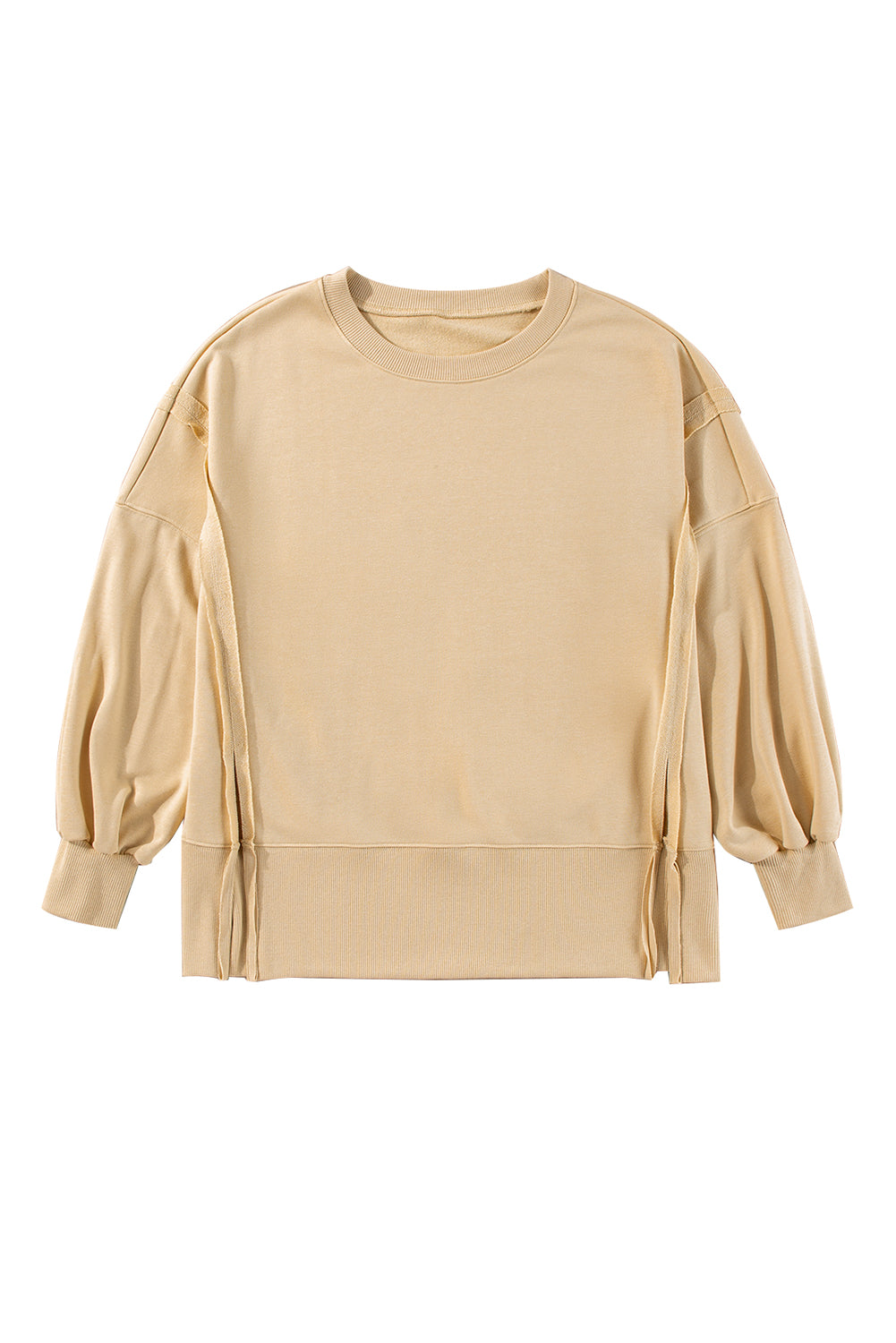 Carrot Exposed Seam Drop Shoulder Side Slit Sweatshirt-True and Wild