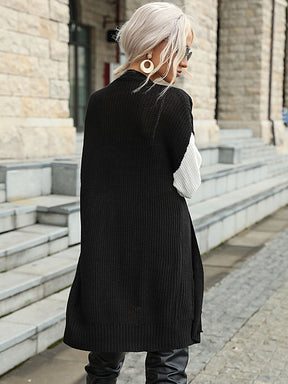 Perfee Tricolor Dropped Shoulder Cardigan with Pockets