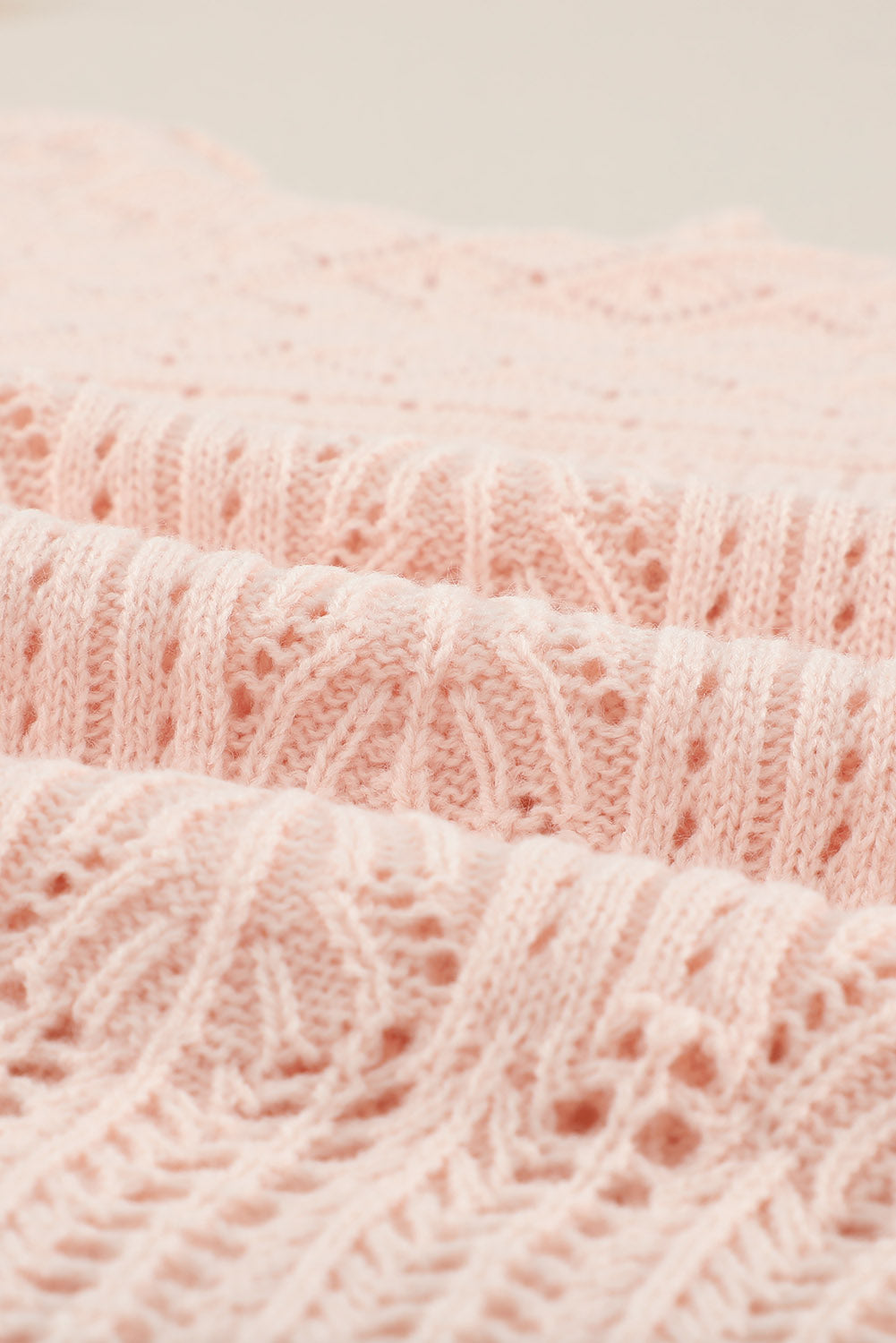 Pink Solid Casual Drop Shoulder Knit Sweater-True and Wild