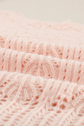 Pink Solid Casual Drop Shoulder Knit Sweater-True and Wild