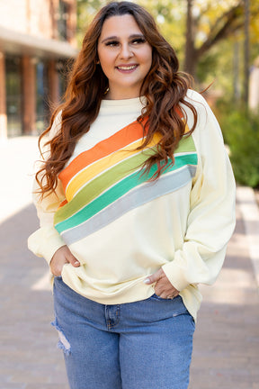 White Rainbow Colorblock Plus Size Sweatshirt