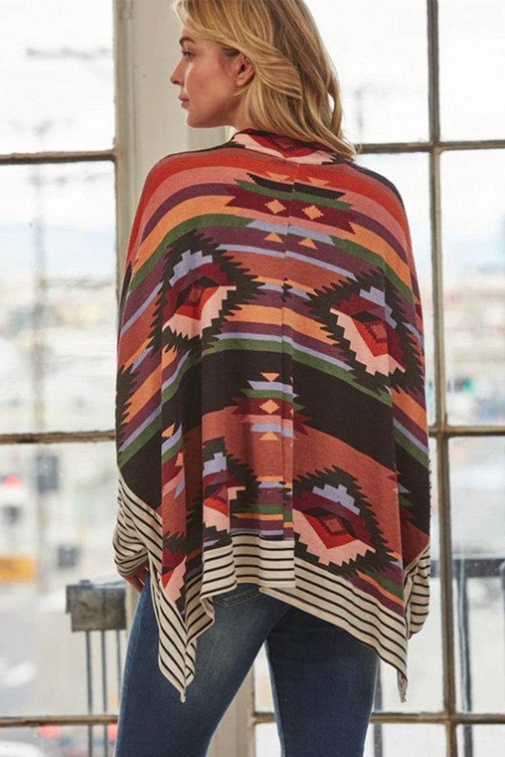 Multicolor Geometric Pattern Striped Long Sleeve Top-True and Wild