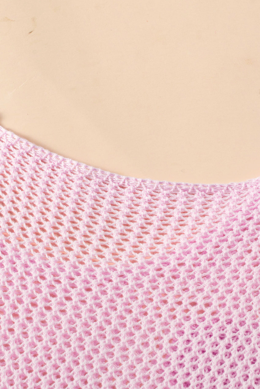 Light Pink Flower Drop Shoulder Hollow Knit Top-True and Wild