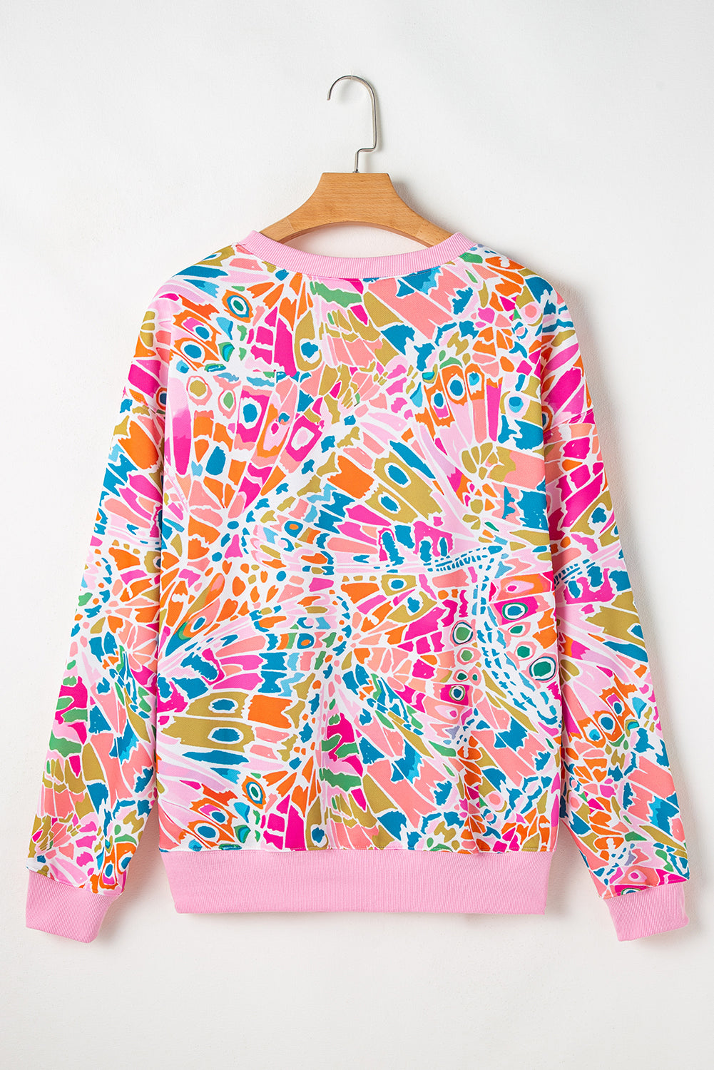 Pink Abstract Print Drop Shoulder Sweatshirt-True and Wild