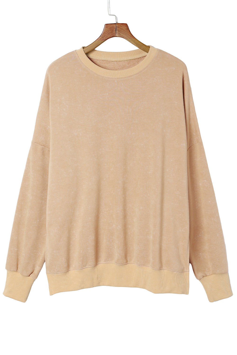 Pink Plain Drop Shoulder Ribbed Trim Oversized Sweatshirt-True and Wild