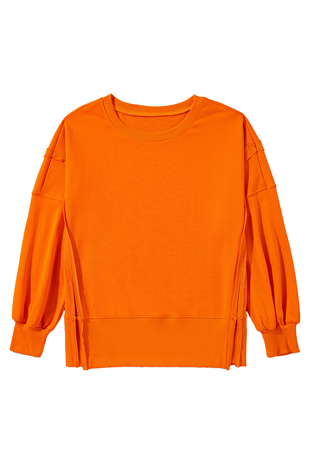 Carrot Exposed Seam Drop Shoulder Side Slit Sweatshirt-True and Wild