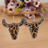 Alloy Animal Print Cow Head Earrings-True and Wild