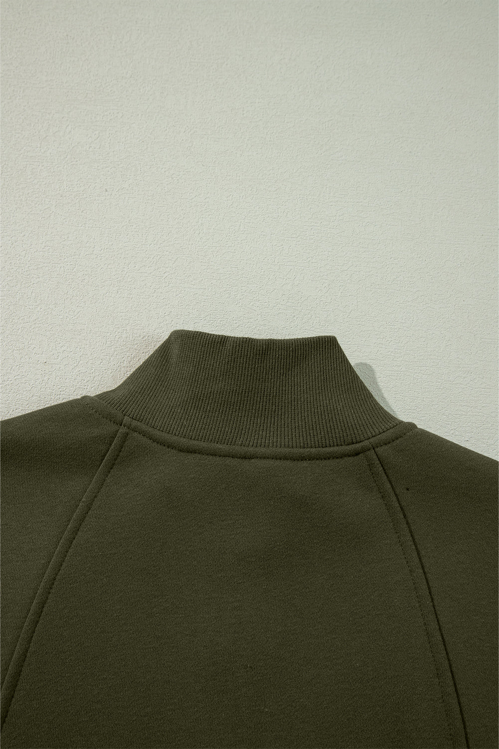 Smoke Gray Zipper Collared Drop Shoulder Plain Sweatshirt