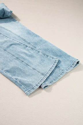 Dusk Blue Acid Wash Flared Leg Jeans-True and Wild