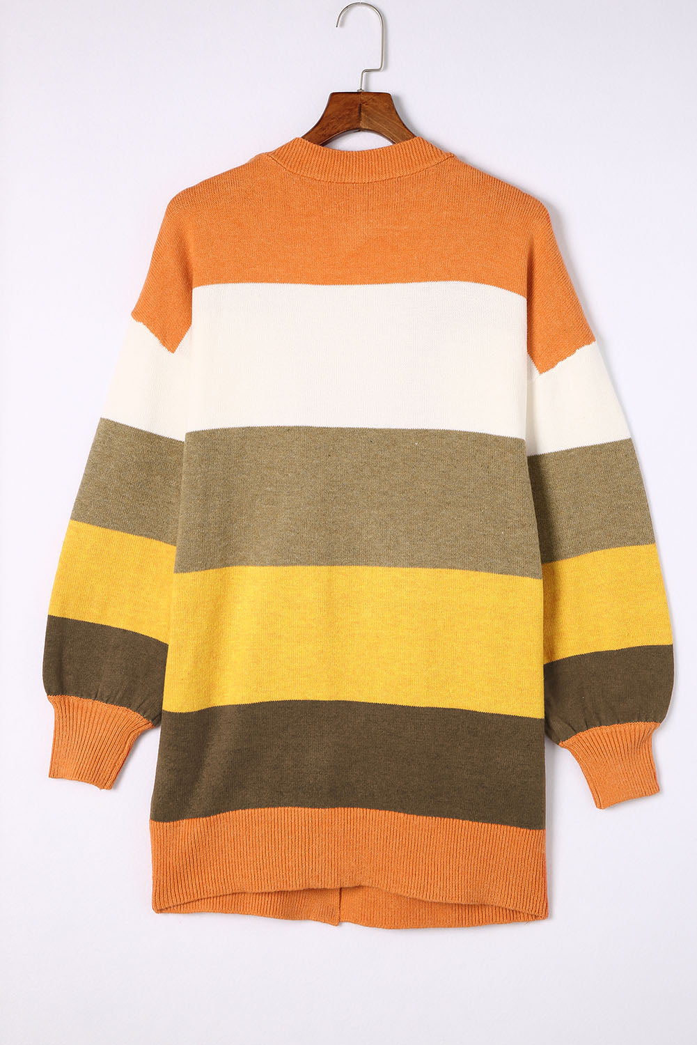 Open Front Color Block Cardigan-True and Wild