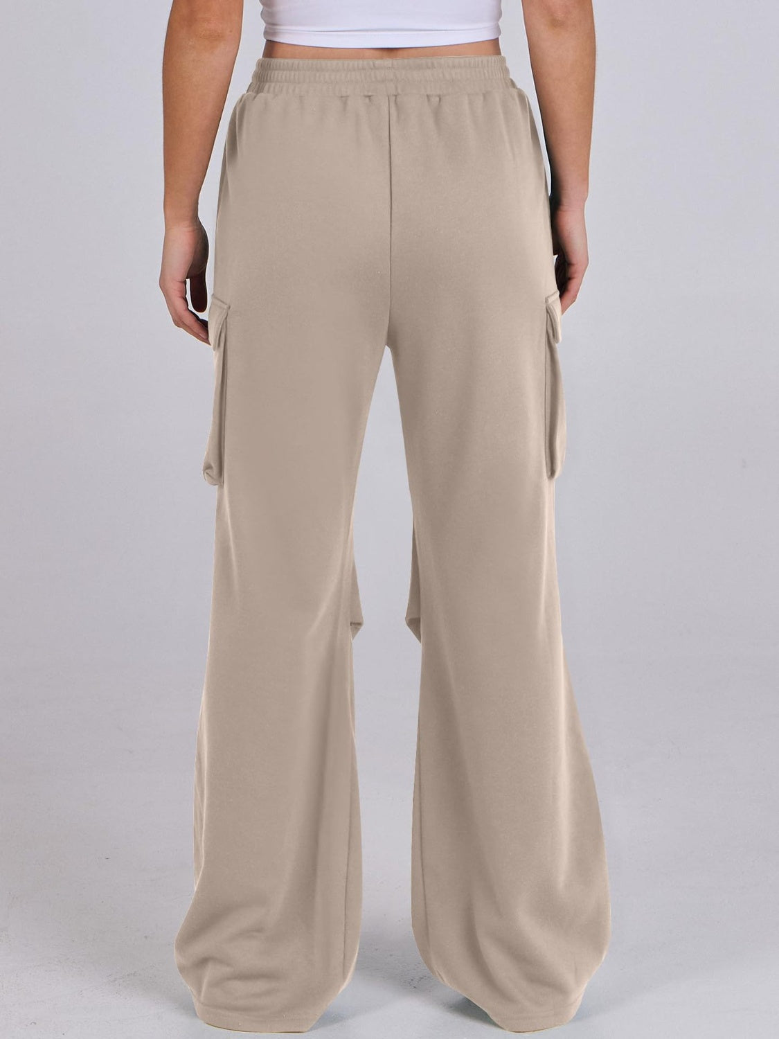 Elastic Waist Wide Leg Pants with Pockets-True and Wild