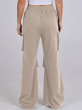 Elastic Waist Wide Leg Pants with Pockets-True and Wild