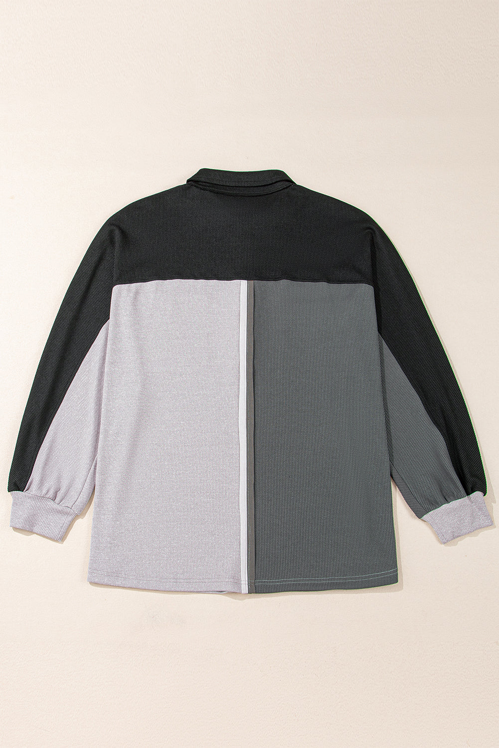 Pink Colorblock Patchwork Ribbed Oversized Sweatshirt-True and Wild