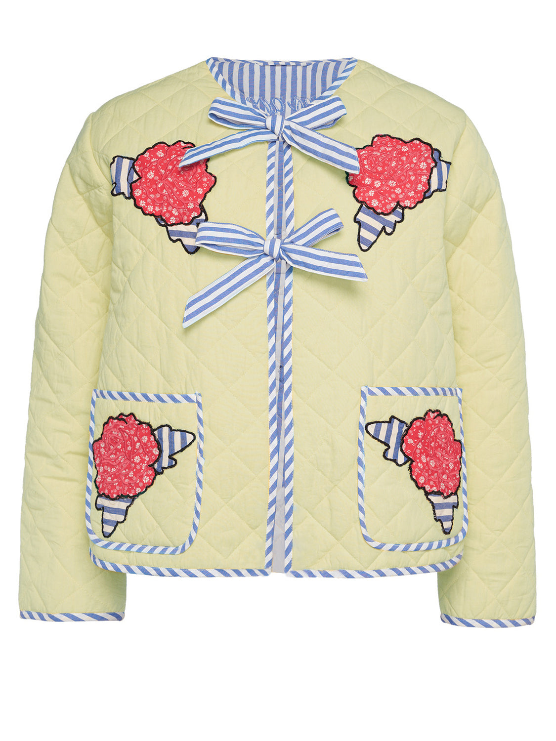 Embroidered Flower Tied Long Sleeve Winter Coat-True and Wild